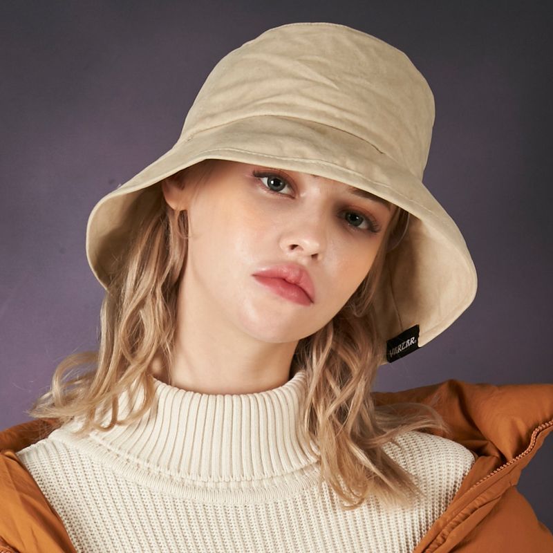 wide brim washing bucket hat beige