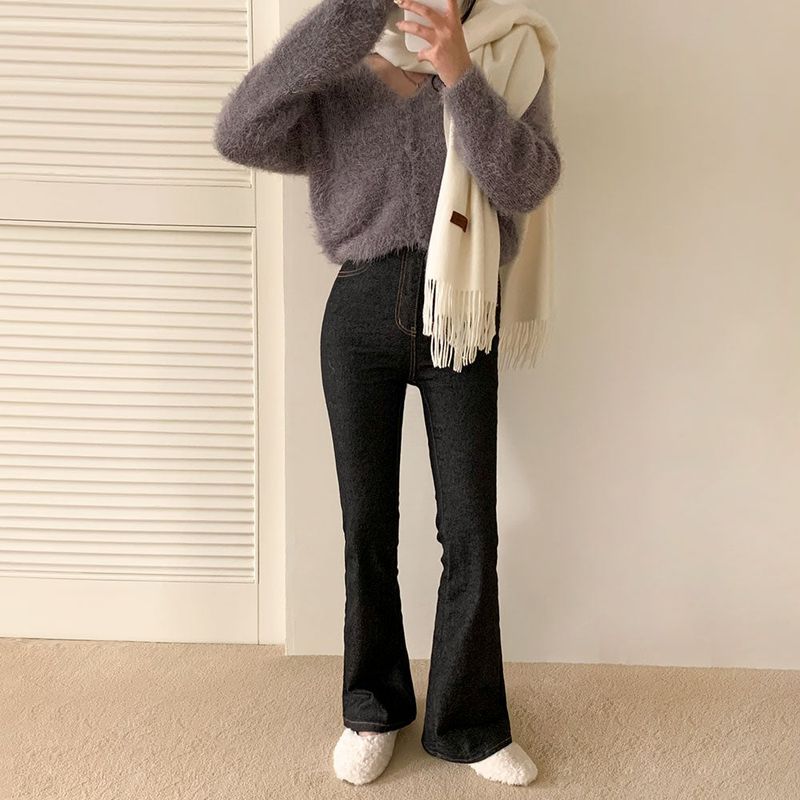 [BELLIDE MADE / 2 lengths] Color change X, non-fade boot cut denim pants