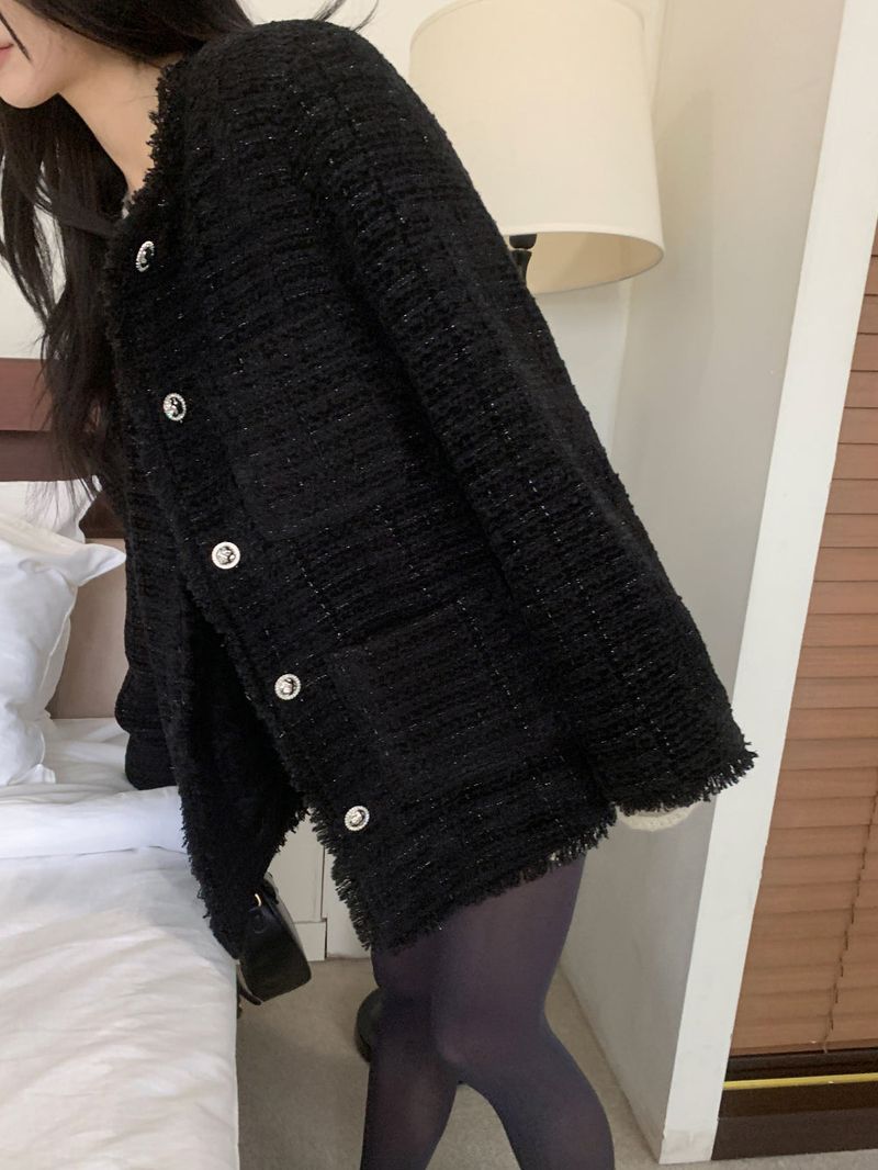 IF classic oversized tweed quilted jacket