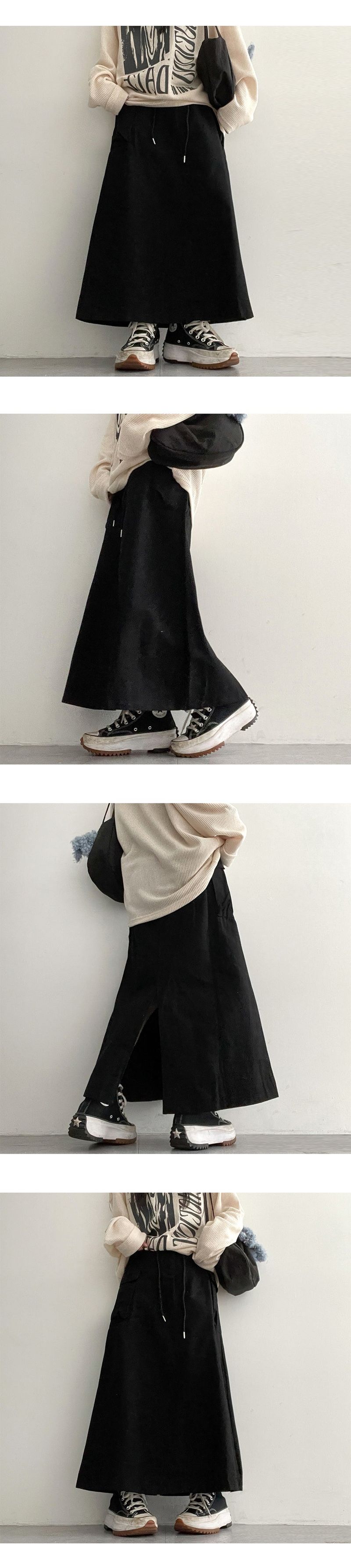 Rotol String Cargo Slit Long Skirt