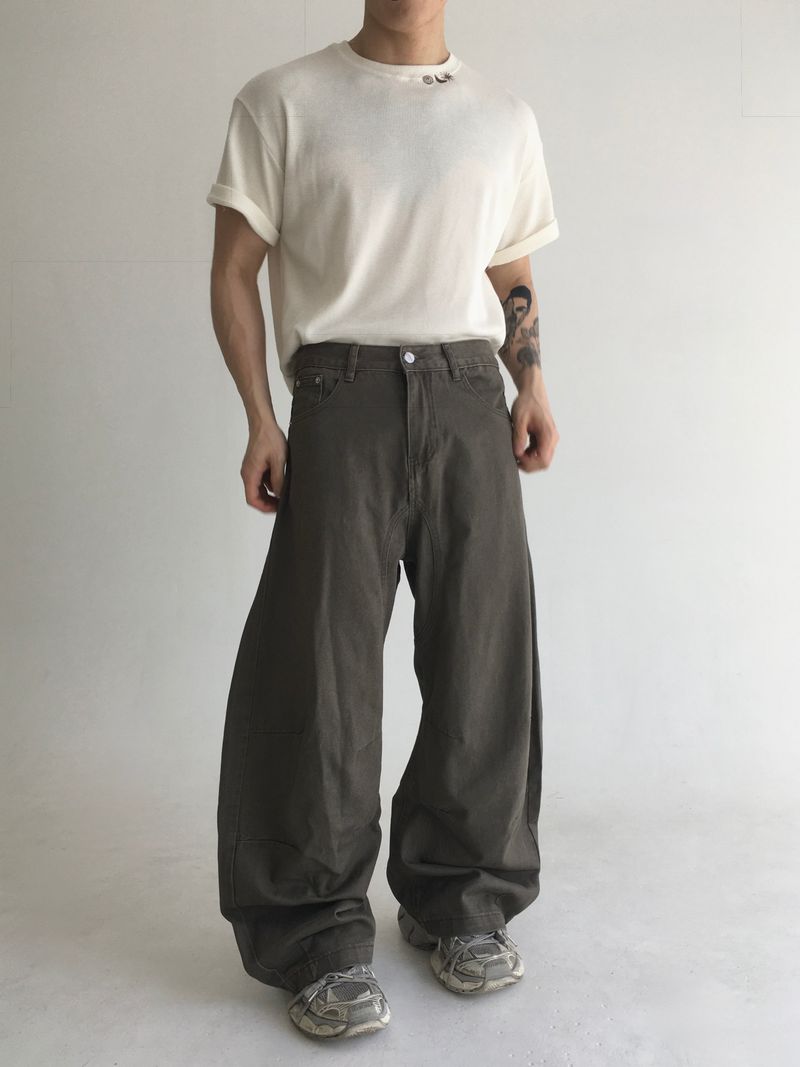 crop weather neck embroidery tee(3colors)