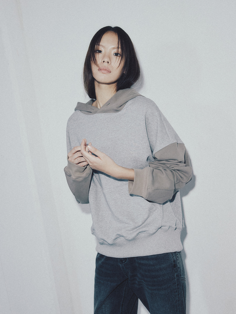 Colorblock Hoodie Grey