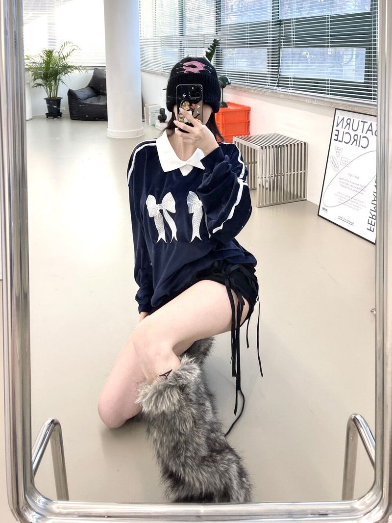 Seow（ソウ）の「リボンカラートラックラインスウェットシャツ (2color)（トップス）」
