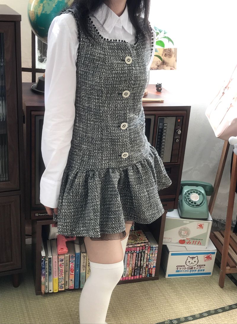 Classic Tweed Mini Frill Dress