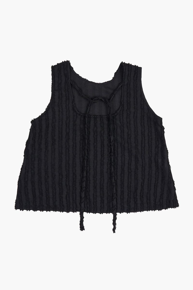 Back ribbon sheer sleeveless