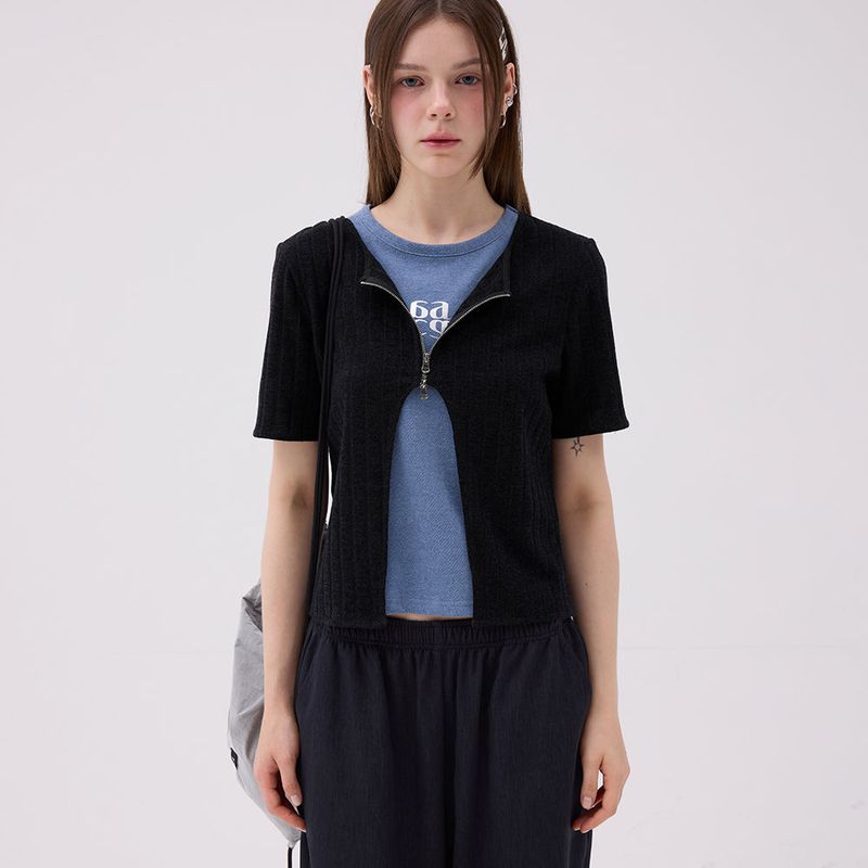 AACA（アカ）の「Two way Zip Cardigan Black（）」