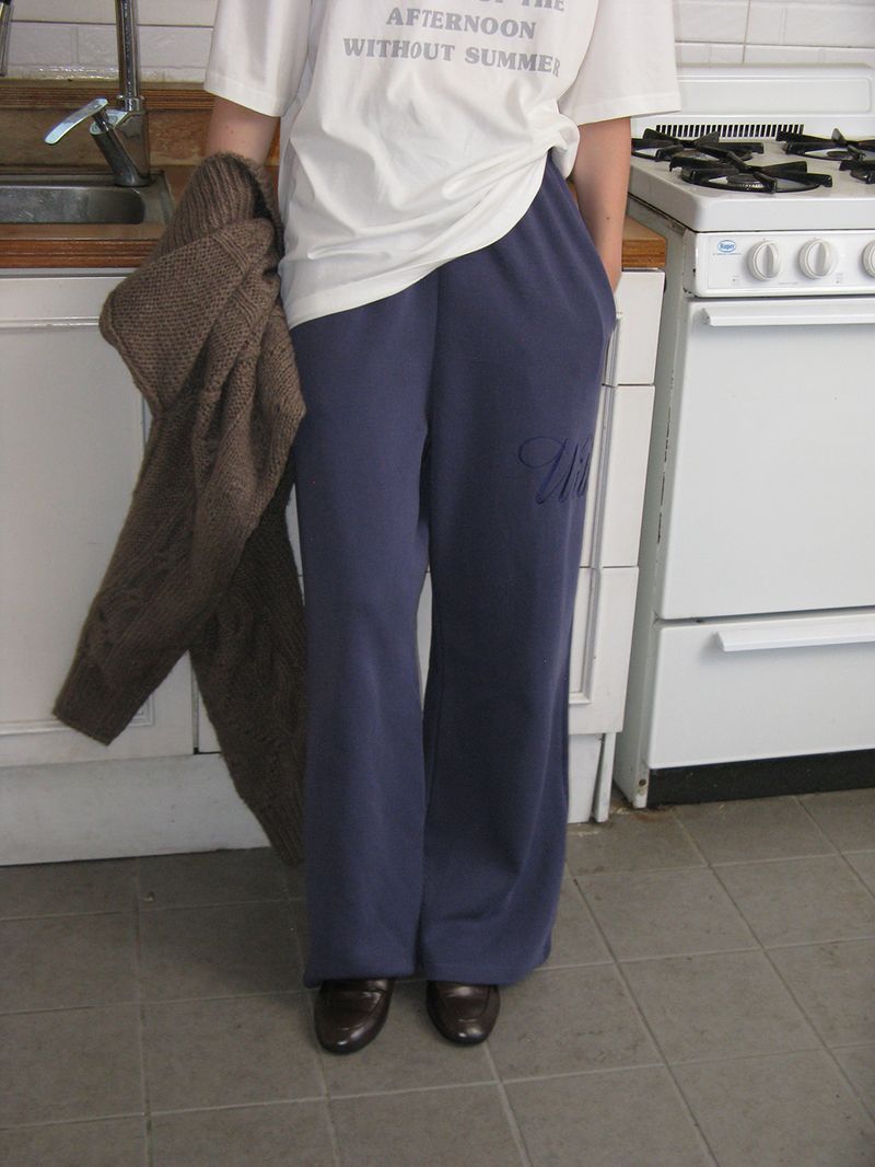 Lettering sweat pants_blue