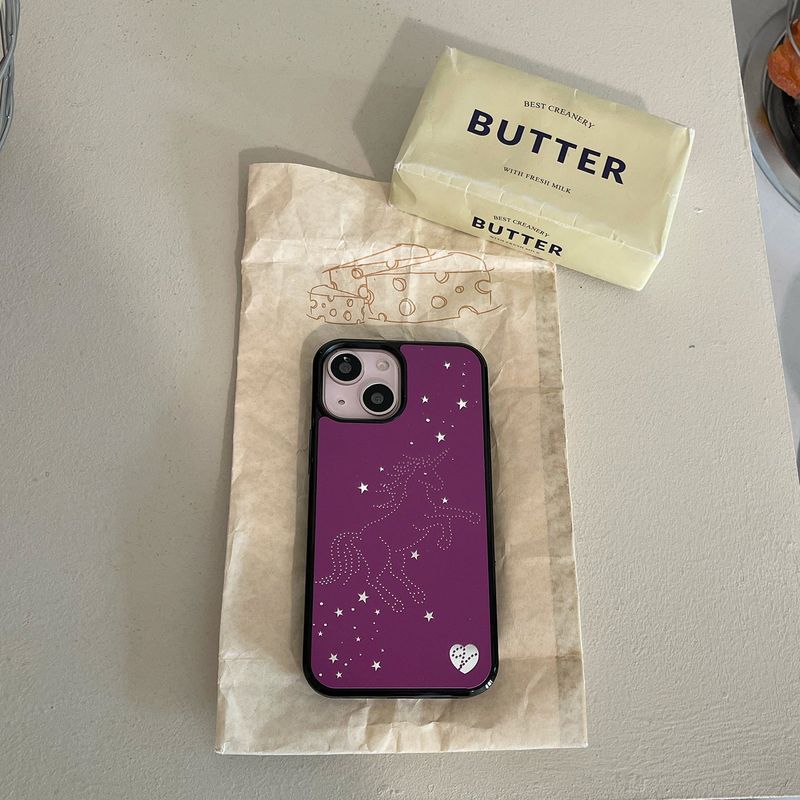 [MADE][Mirror Bumper Case] Starlit Unicorn ⋆ Purple