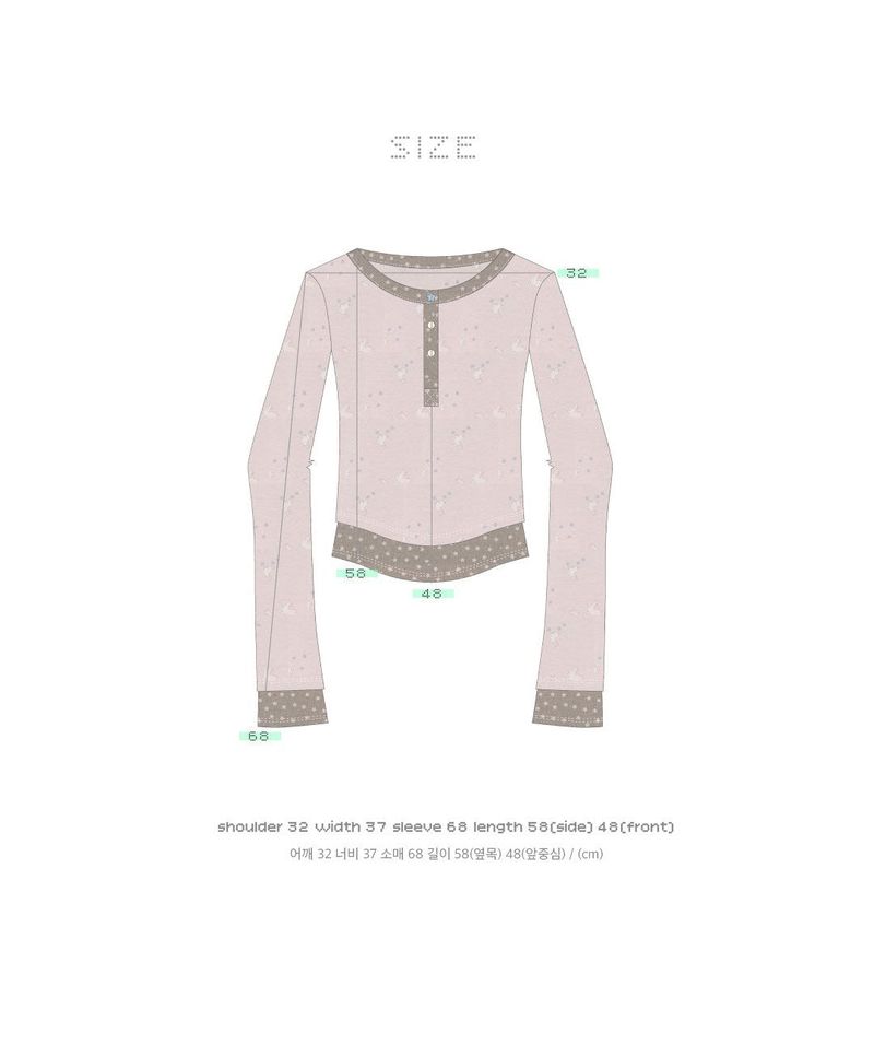 star rabbit long sleeve pink