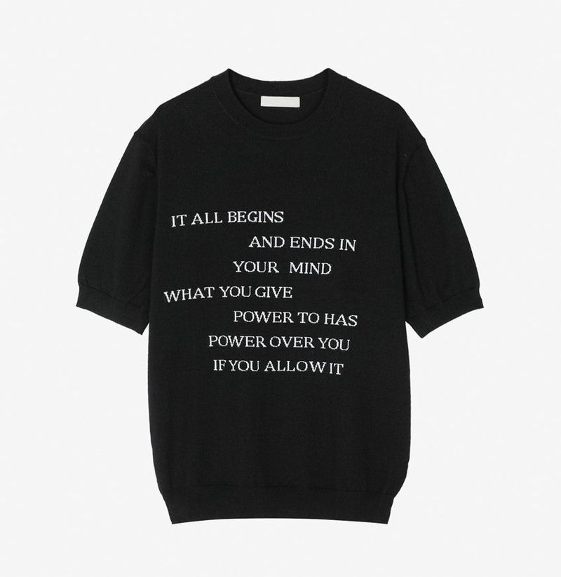 No.1338 lettering round half KNIT (5color)