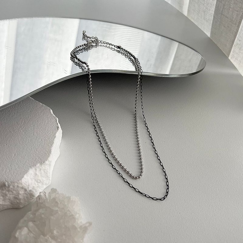 ib black 2-line ball chic choker necklace