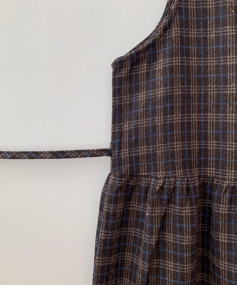Brownie checkered bustier long skirt sleeveless autumn winter guest look date look 