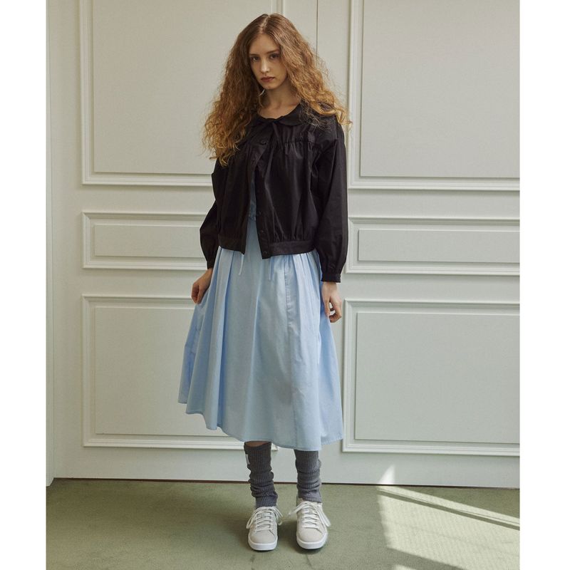 Loving shirring windbreaker jumper (black)