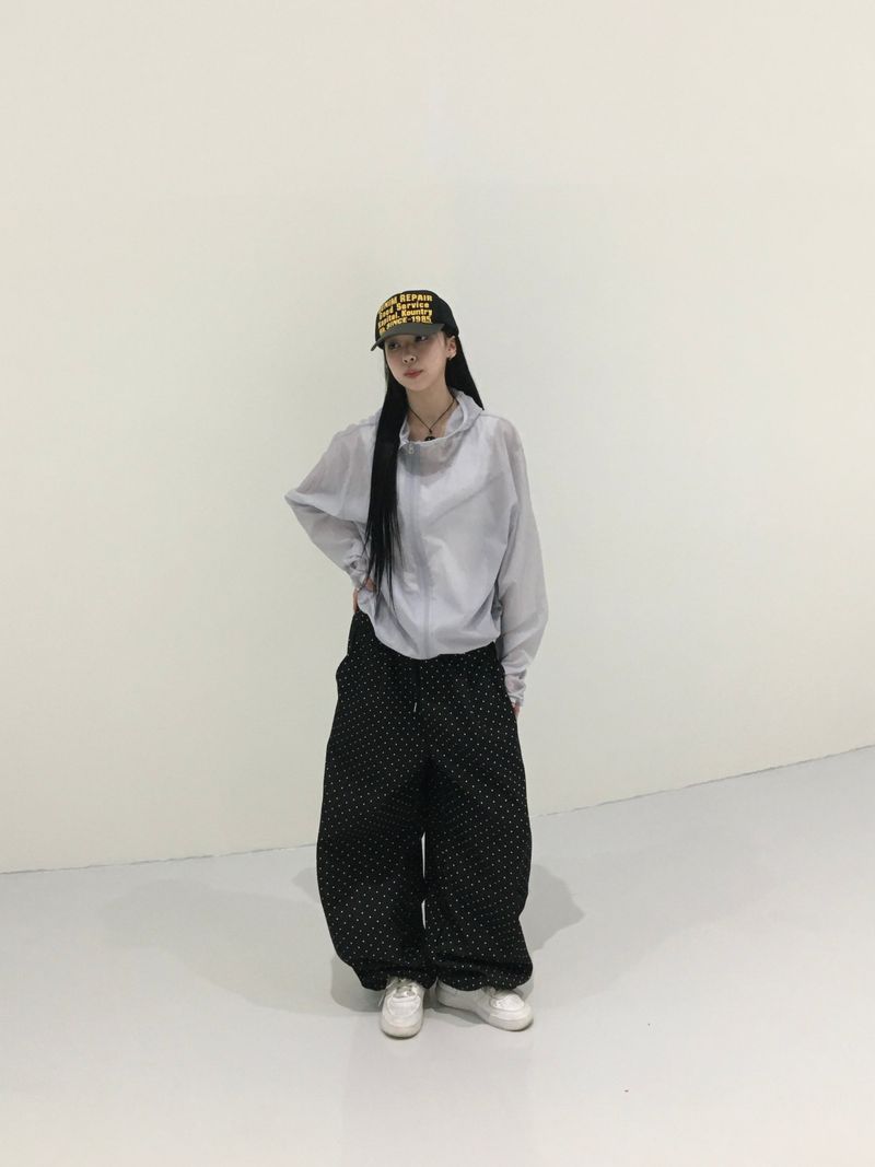 Sheer diagonal see-through windbreaker (5c)