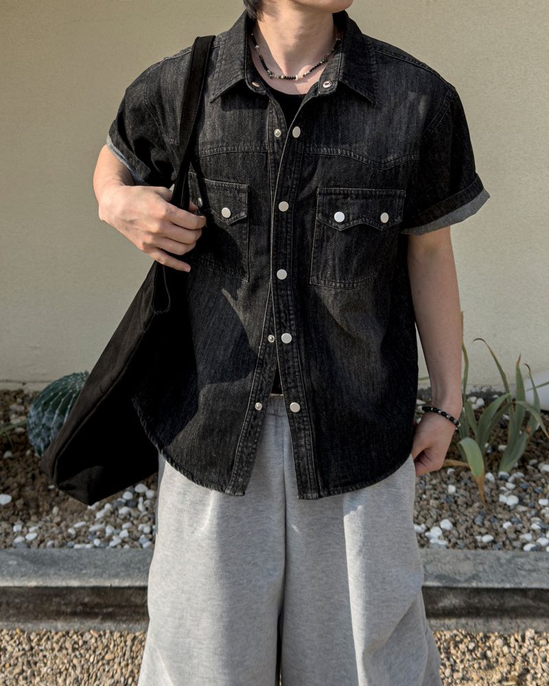 Weron Regular Denim Short Sleeve Shirt