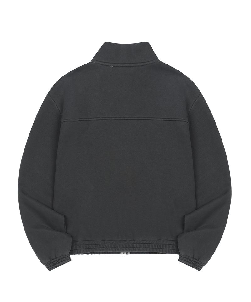 Pigment High Neck Sweat Zip-Up - CHARCOAL