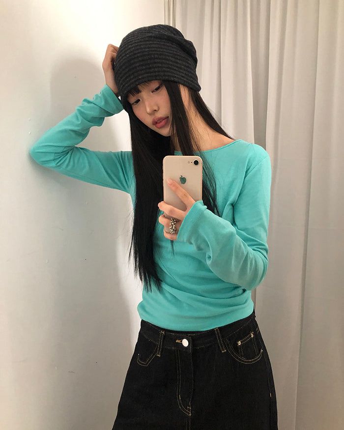 デニ スリムフィット ベーシック プレーン Tシャツ (5 Colors)