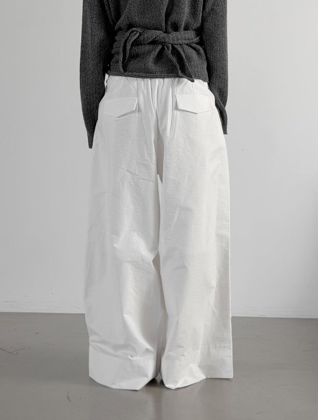 Teve Pintuck Wide Cotton Pants