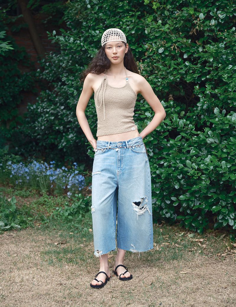 Summer Boucle Halter Top_Taupe