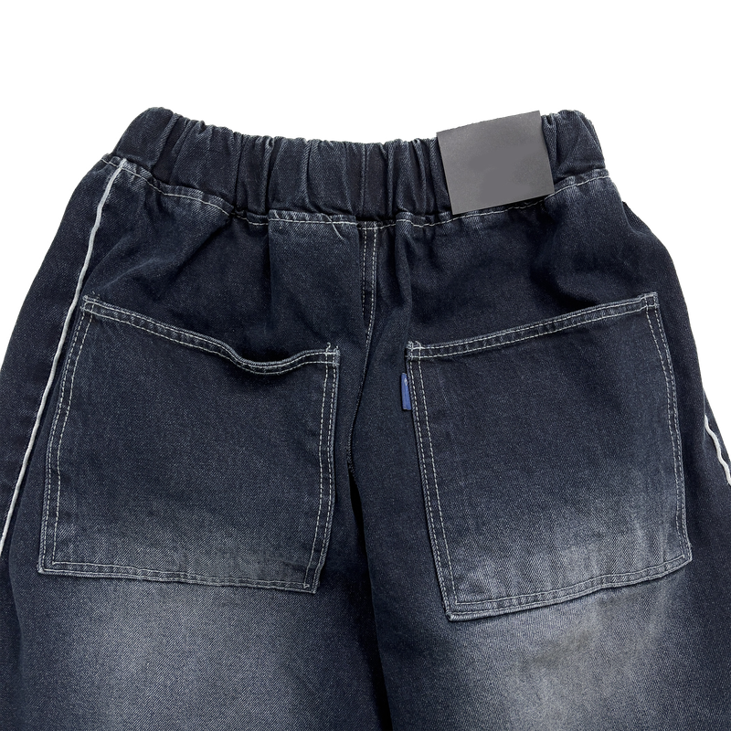 denim piping balloon pants
