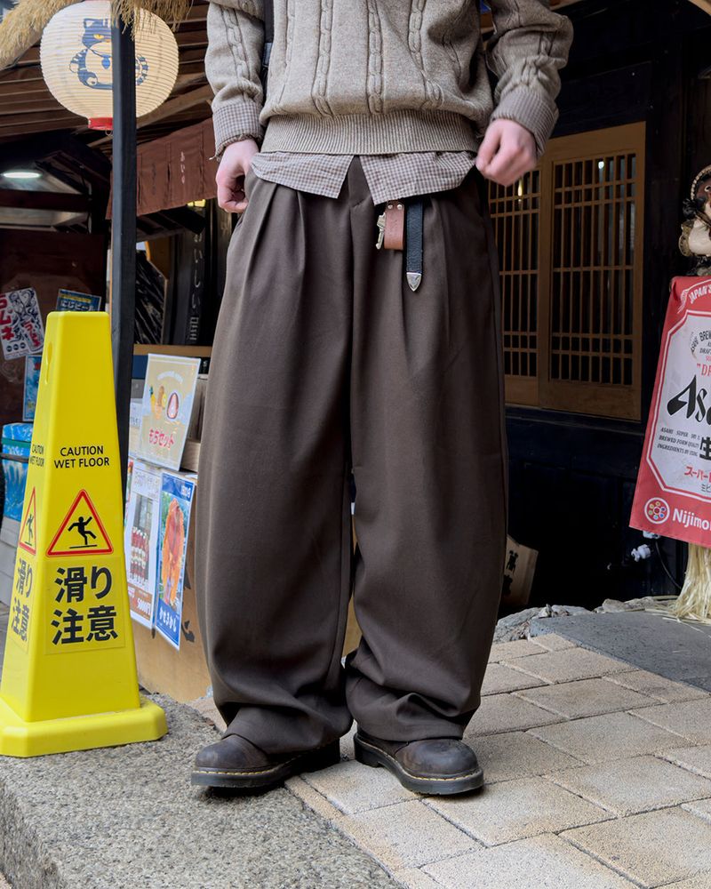 Tia Double-Pleat Wide Slacks