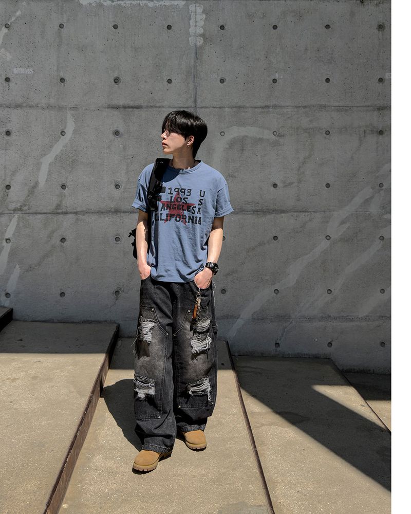 Devon Carpenter Wide Distressed Denim