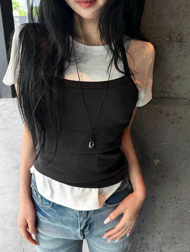 Halter ballet layered top