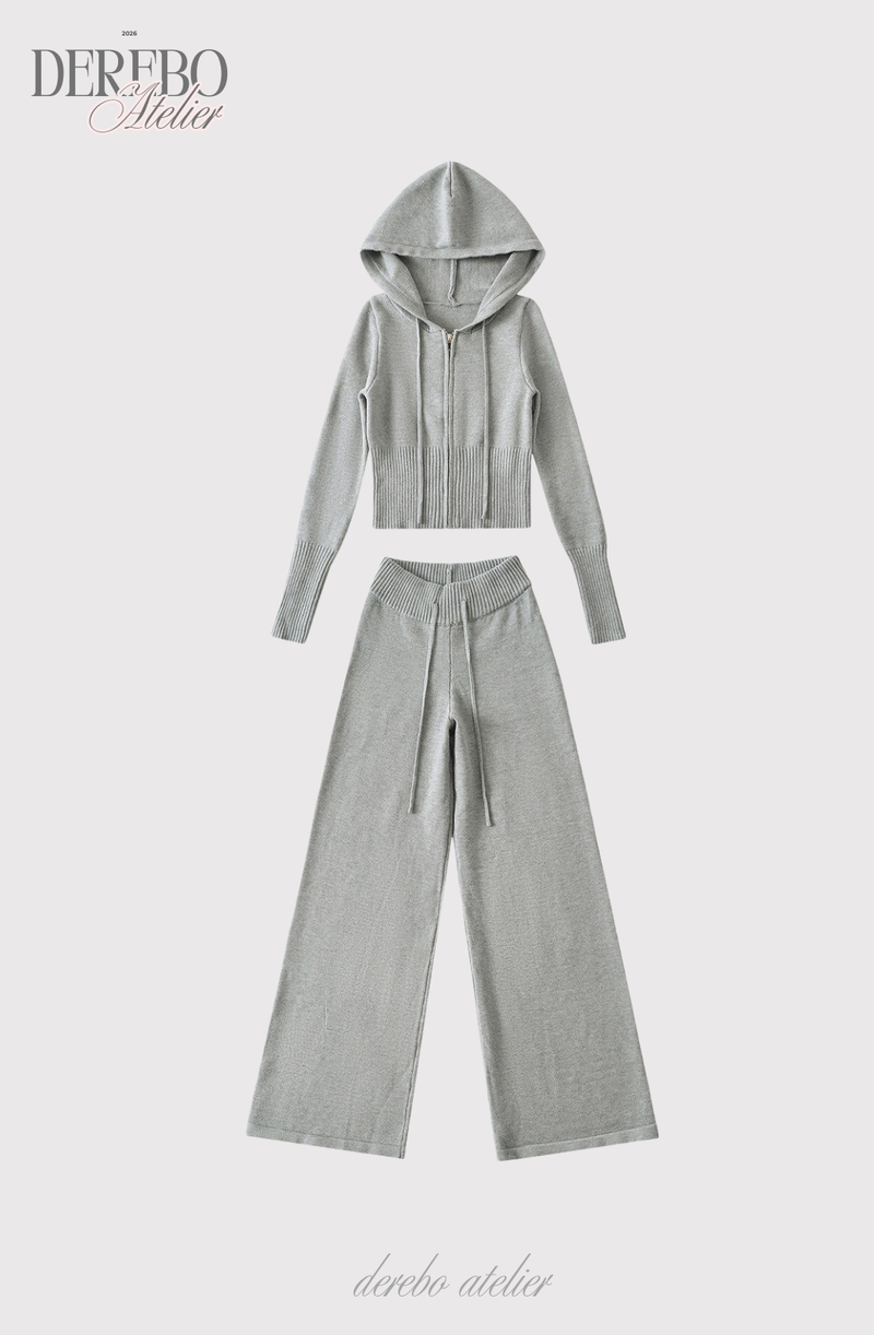 Cozy Knitwear Zip-up Training Set-up (TOP)