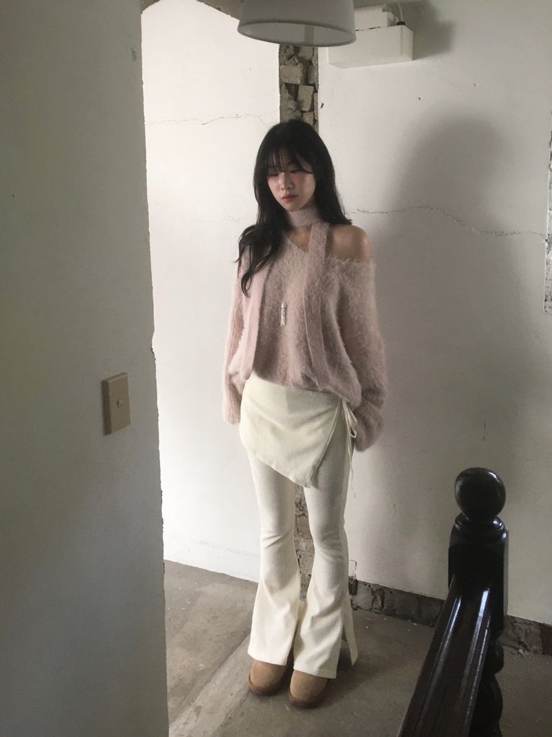 Fur V-neck muffler set