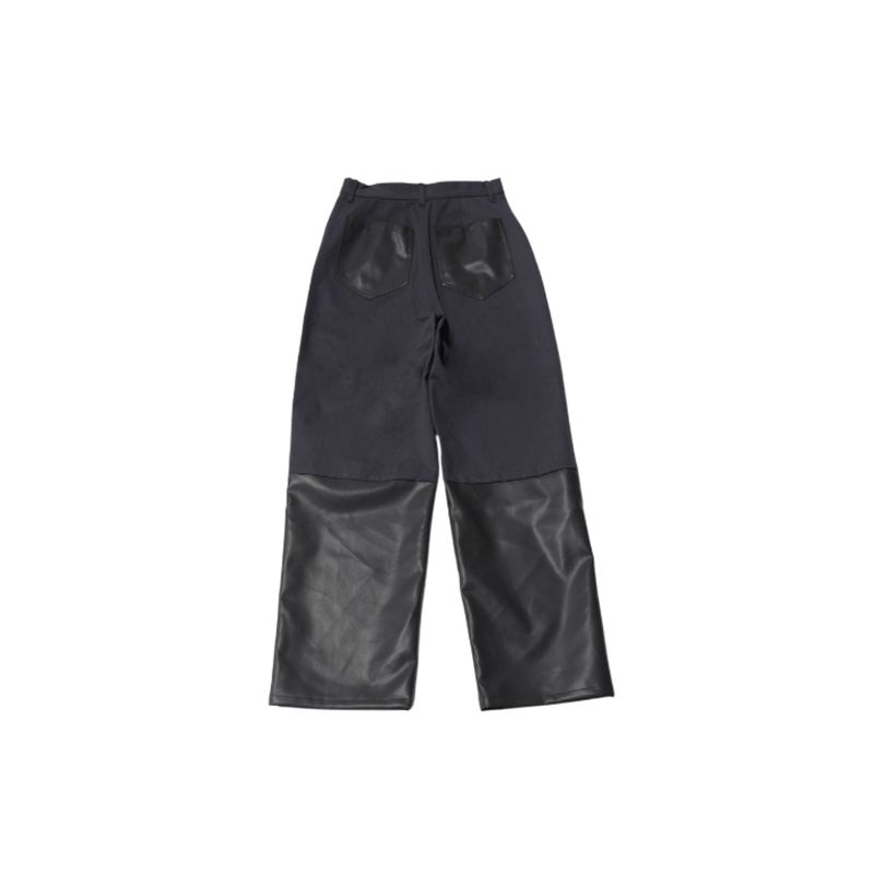 fake leather switching pants