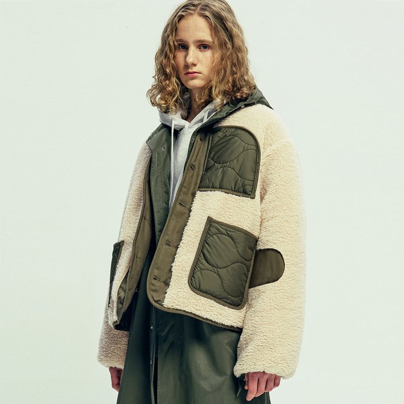 reversible quilted & fleece liner jacket olive khaki