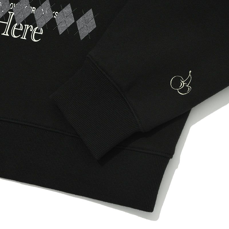 LOWKEY BOOK CLUB ARGYLE PATTERN SWEATSHIRT [BLACK]