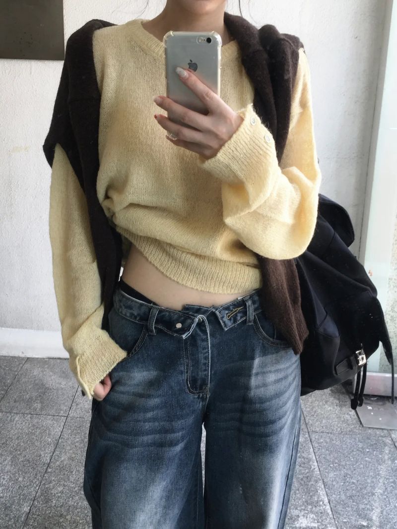 Plum Folding Wide Denim Pants (2c)
