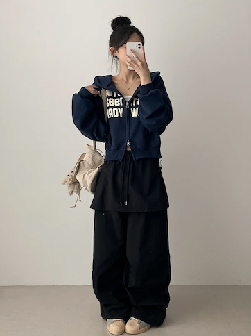 Log banding layered pocket skirt pants