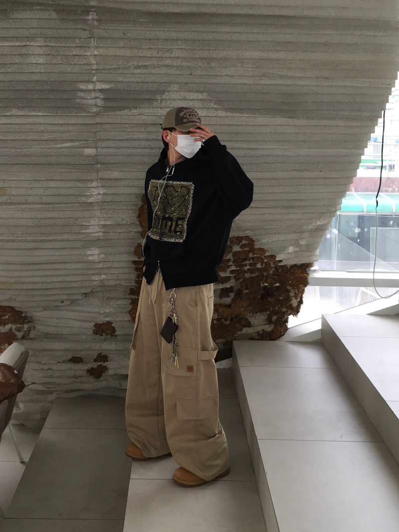 Grid Patch Work Cargo Pants 3C
