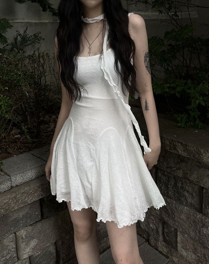 flared scarf mini dress (2color)