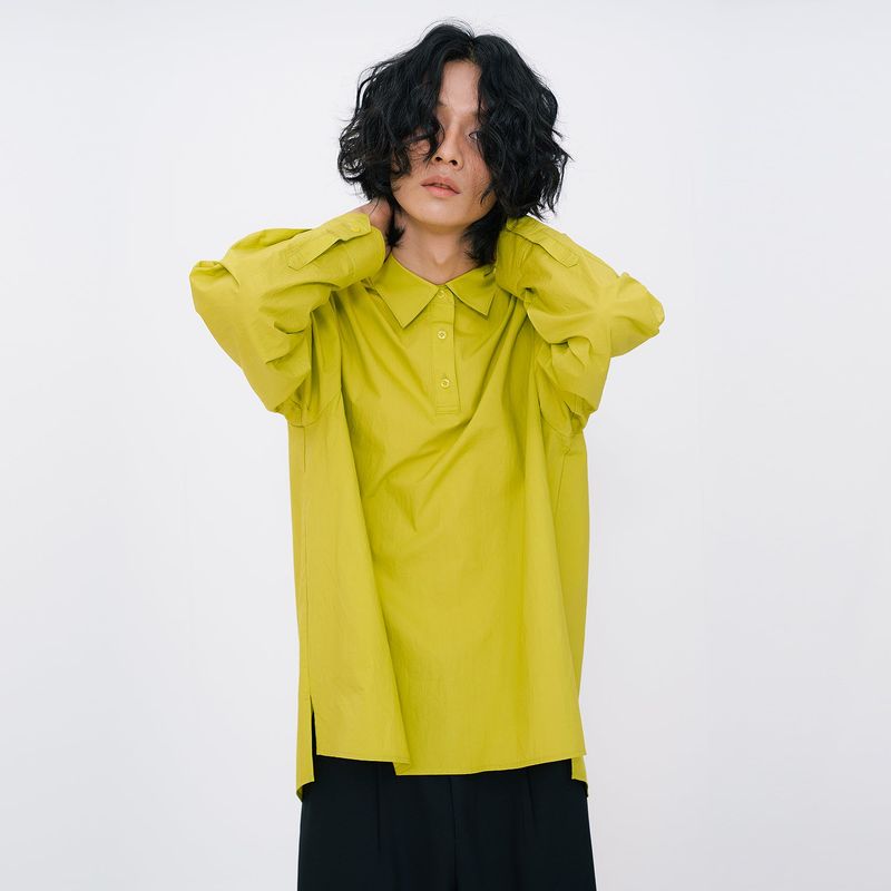 Crinkle Basic Shirts [Lime]
