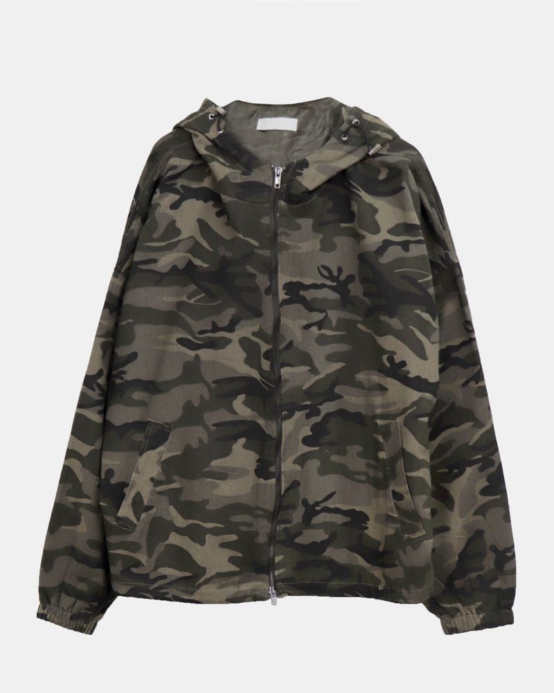 Jaek Camo Two-Way String Hooded Field Jacket