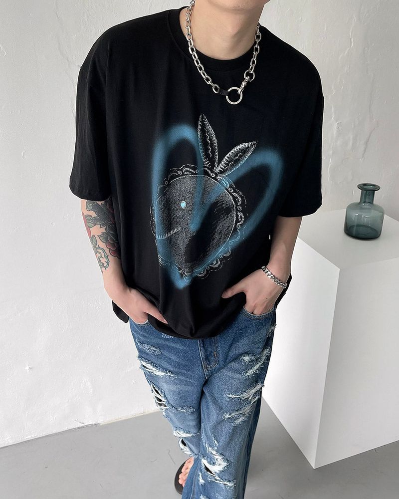 SO Heart Rabbit Printed Short-Sleeved (4 colors)