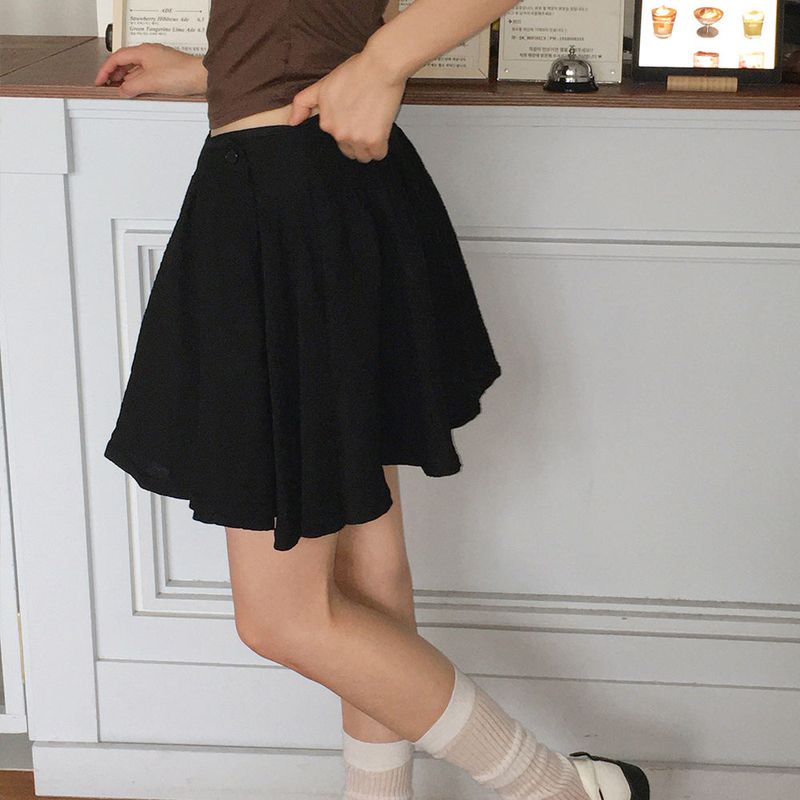 Renka wrap button mini skirt