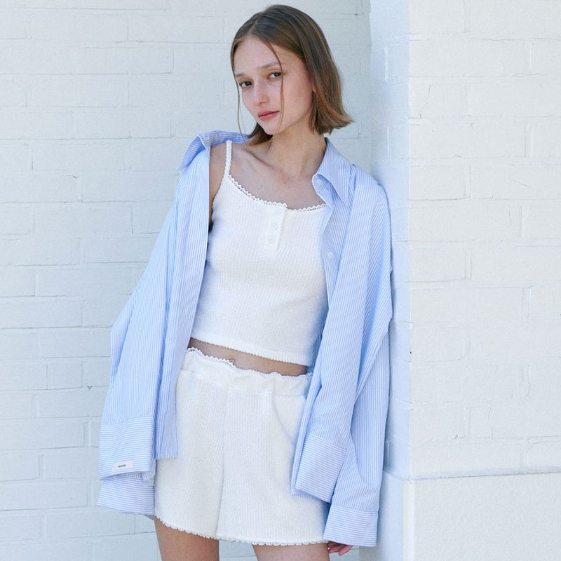  STRIPE SHAWL SHIRT / SKY BLUE