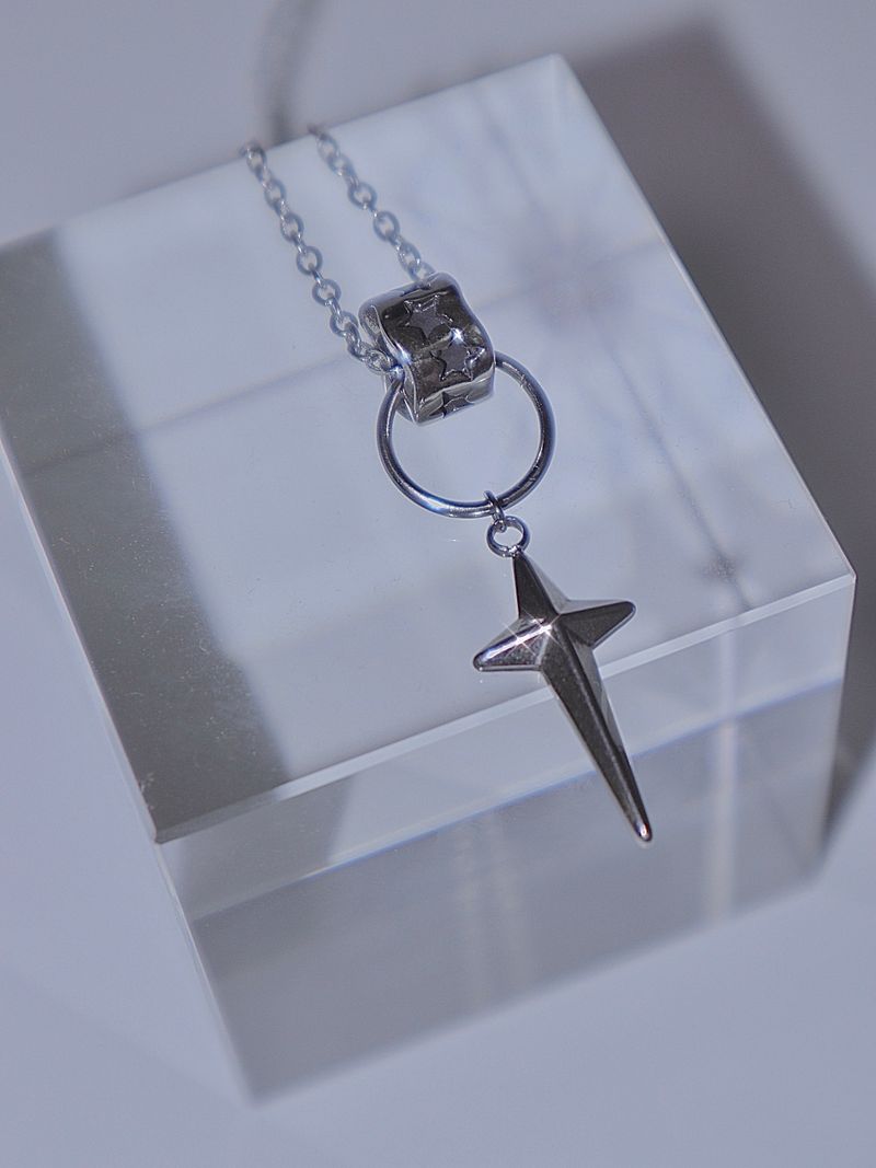 black wave ring star necklace
