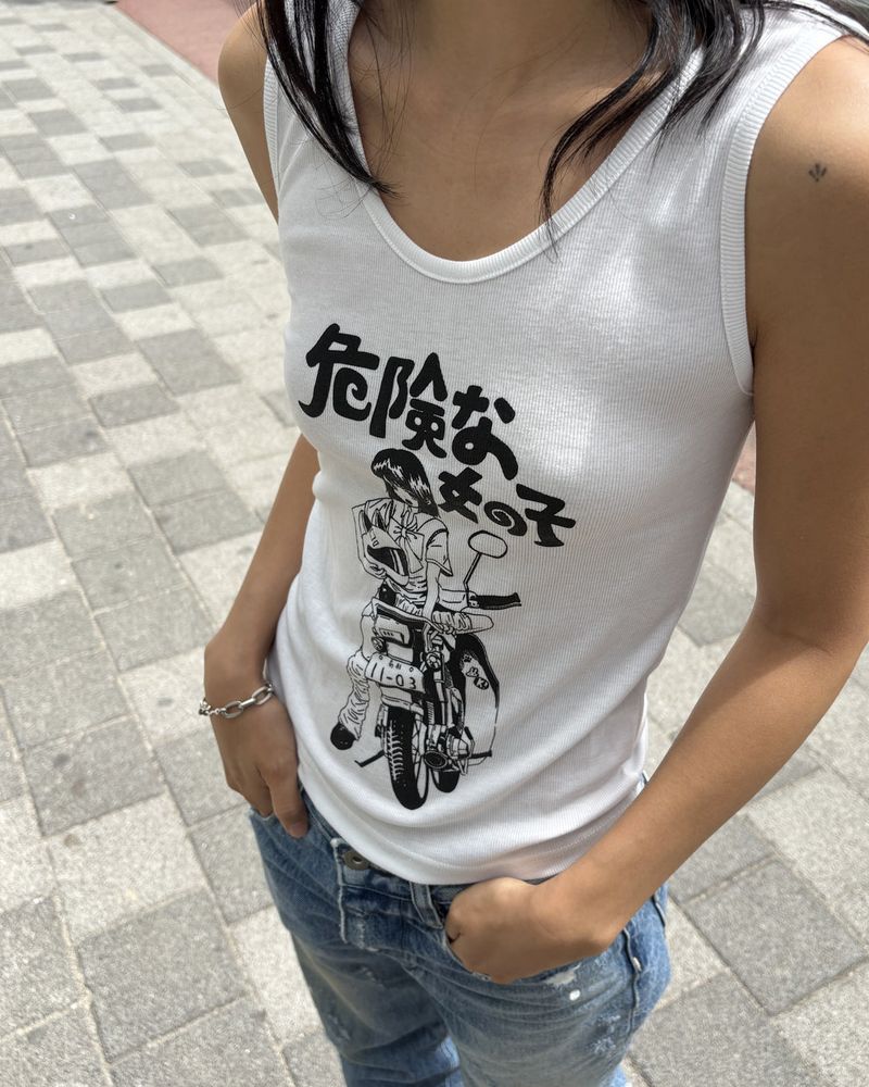 A MOTORCYCLE GIRL Sleeveless (WHITE)