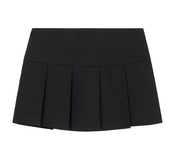[mnem] chain pleats mini skirt (black)