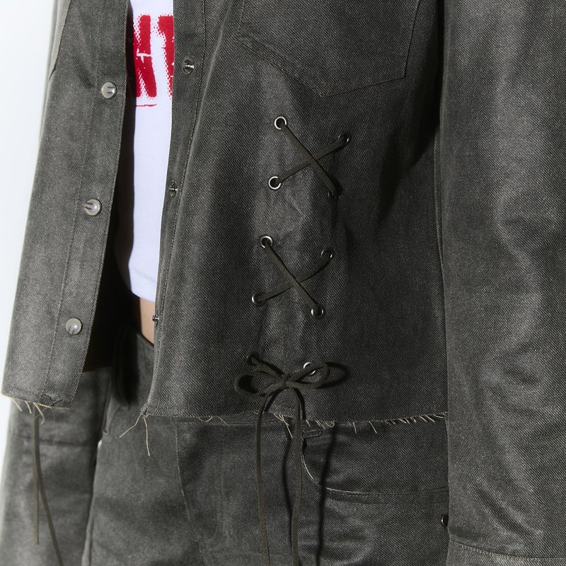 western lace layered shirts - khaki