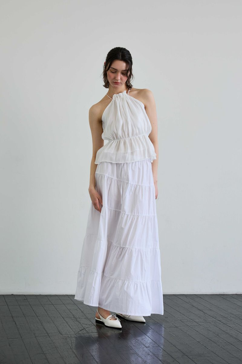 PEARL HALTERNECK TOP / WHITE