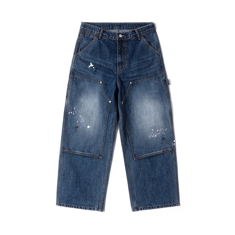 RG Painted Double Knee Washed Pants (Blue)