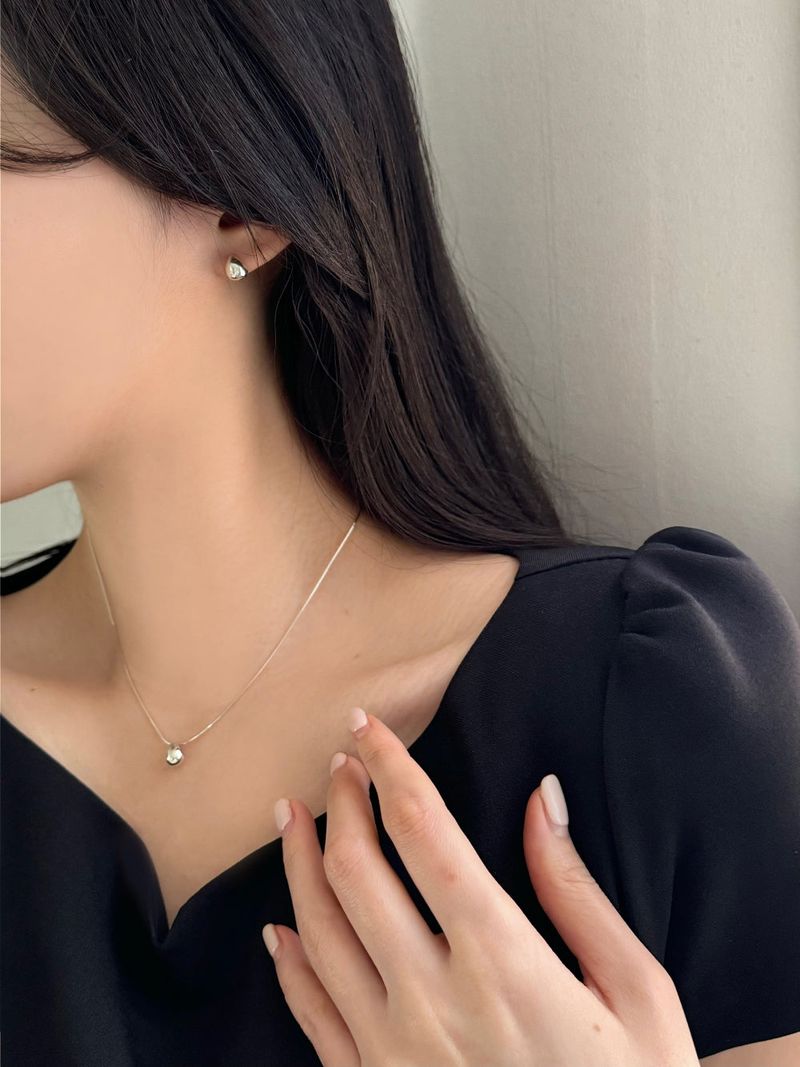 [Silver 925] bold water drop earrings necklace set