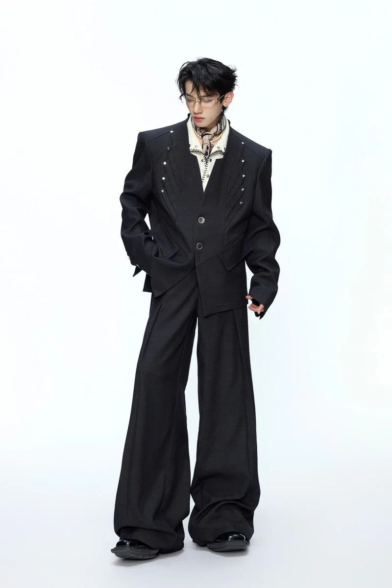 Deconstructed Wool Blend Suit Trousers