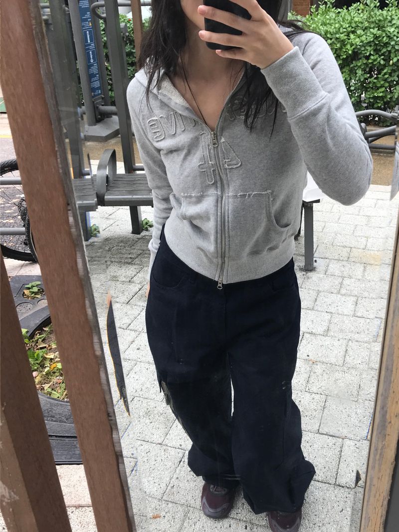 Negative small fit hood zip up 